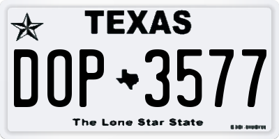TX license plate DOP3577