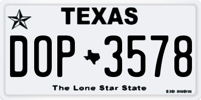 TX license plate DOP3578