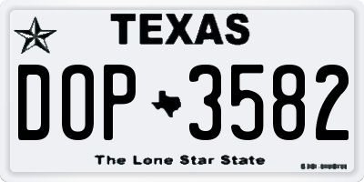 TX license plate DOP3582