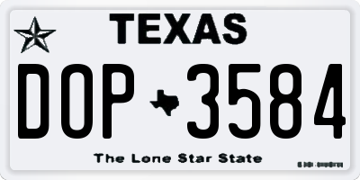 TX license plate DOP3584