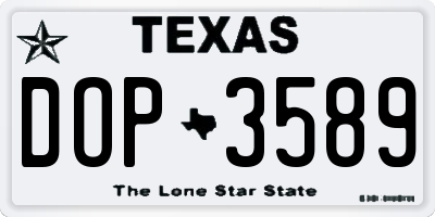 TX license plate DOP3589