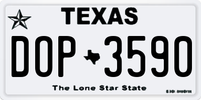 TX license plate DOP3590