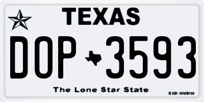 TX license plate DOP3593