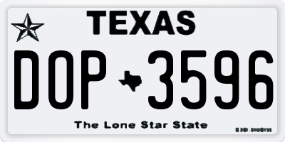 TX license plate DOP3596