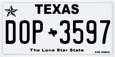 TX license plate DOP3597