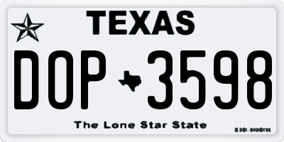 TX license plate DOP3598