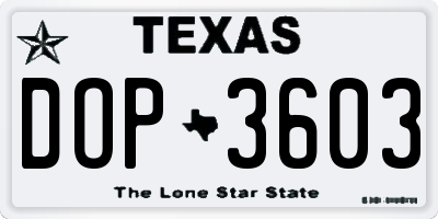 TX license plate DOP3603