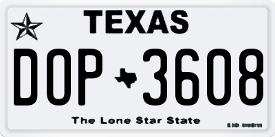 TX license plate DOP3608
