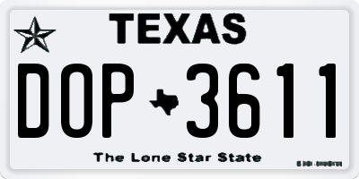 TX license plate DOP3611
