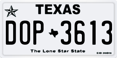 TX license plate DOP3613