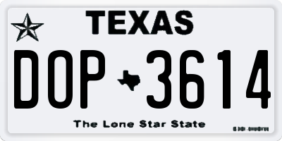 TX license plate DOP3614
