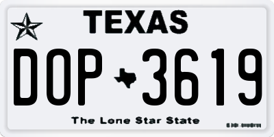 TX license plate DOP3619