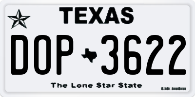 TX license plate DOP3622