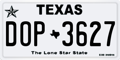 TX license plate DOP3627