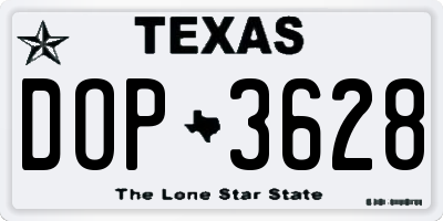 TX license plate DOP3628