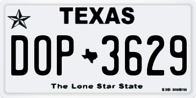 TX license plate DOP3629