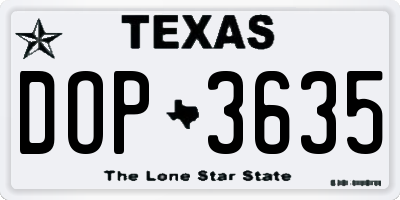 TX license plate DOP3635