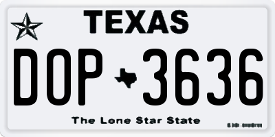 TX license plate DOP3636