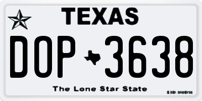 TX license plate DOP3638