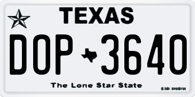 TX license plate DOP3640