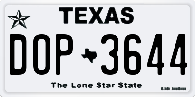 TX license plate DOP3644