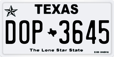 TX license plate DOP3645