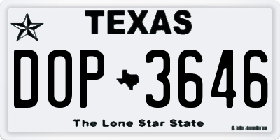 TX license plate DOP3646