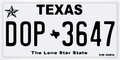 TX license plate DOP3647