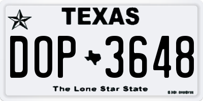 TX license plate DOP3648
