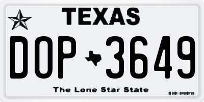TX license plate DOP3649