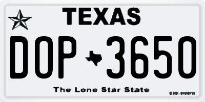 TX license plate DOP3650