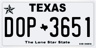 TX license plate DOP3651