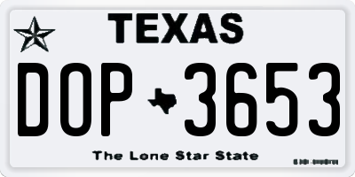 TX license plate DOP3653