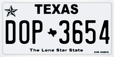 TX license plate DOP3654