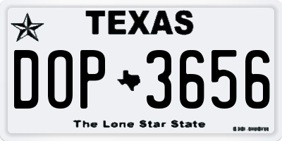 TX license plate DOP3656