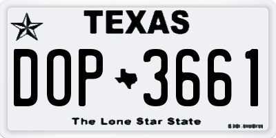 TX license plate DOP3661
