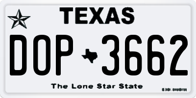 TX license plate DOP3662