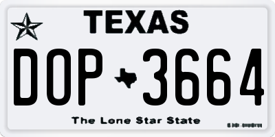 TX license plate DOP3664