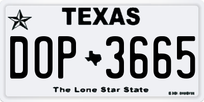 TX license plate DOP3665