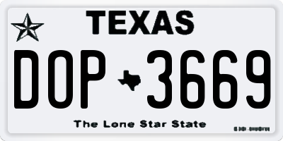 TX license plate DOP3669