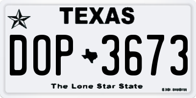 TX license plate DOP3673