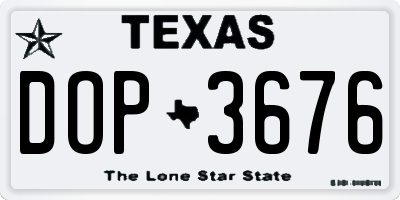 TX license plate DOP3676