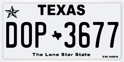 TX license plate DOP3677