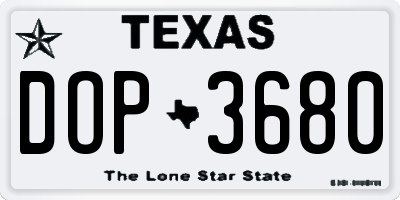 TX license plate DOP3680