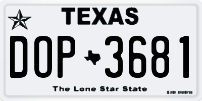 TX license plate DOP3681