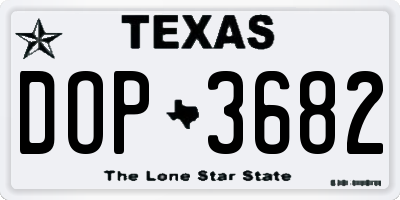 TX license plate DOP3682