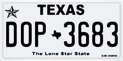 TX license plate DOP3683