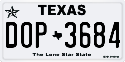 TX license plate DOP3684