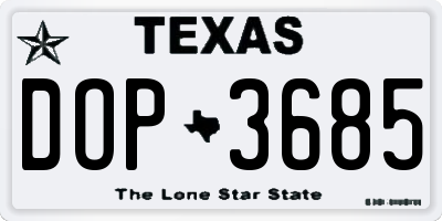 TX license plate DOP3685