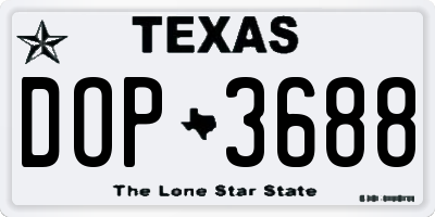TX license plate DOP3688